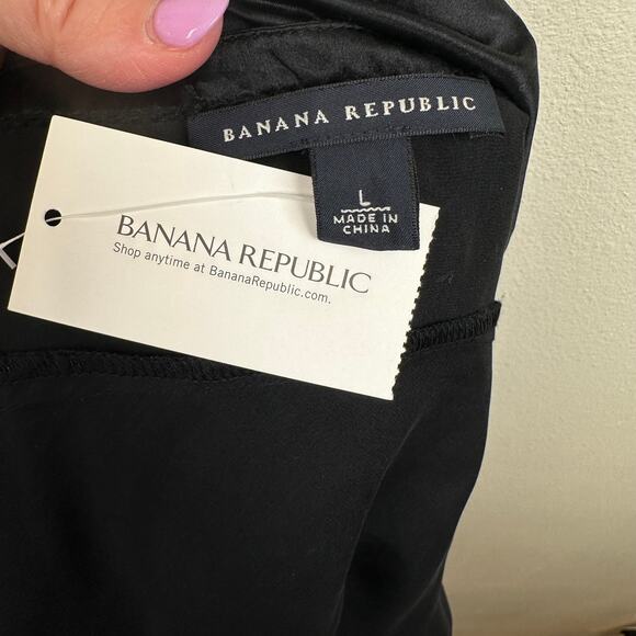 NEW Banana Republic Silk Baby Doll Top Cami Camisole Y2K Sleeveless Black Large - Picture 9 of 12